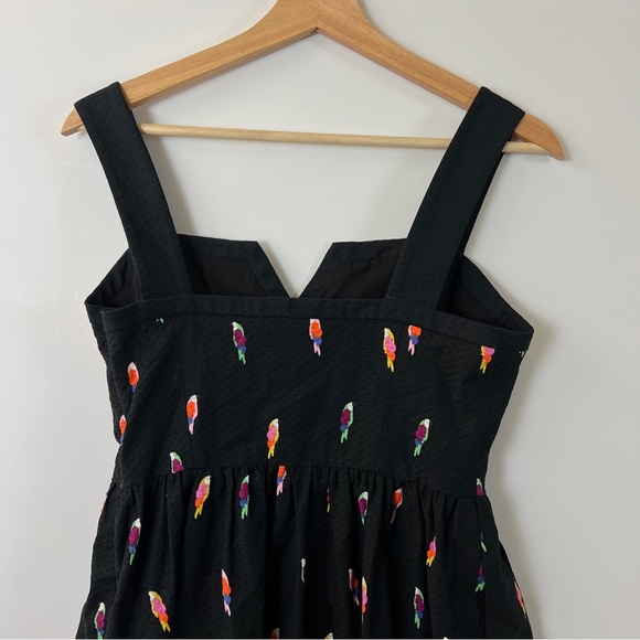 NWT Kate Spade Flock Party Jacquard Mini Dress Black Pink Parrots Size 6 - Picture 5 of 10